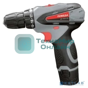 Дрель-шуруповерт Победа ДА-12П/2 Ли, 12 В, 2 Ач, 25 Нм, щеточный