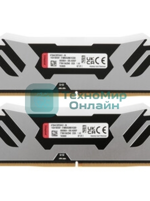 Оперативная память Kingston Fury Renegade, DDR5, 96Gb (2x48Gb), 6400MHz, CL32, DIMM, с радиатором, RGb, серебристый