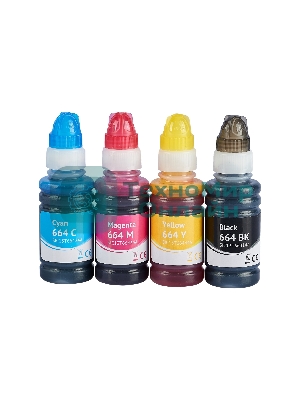 Набор чернил Sakura SIC13T664BA(664 BK) для Epson, водорастворимый тип, (черный, голубой, пурпурный, желтый), 4шт в наборе.