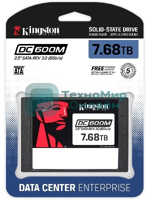 Накопитель SSD Kingston DC600M, 7680 Gb, SATA III, R/W 560/530 МБ/с