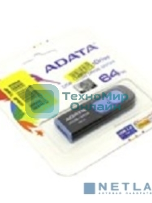 Флешка USB ADATA UV128 (AUV128-64G-RBE), 64Gb, USB 3.0, R/W 100/30, черный/синий