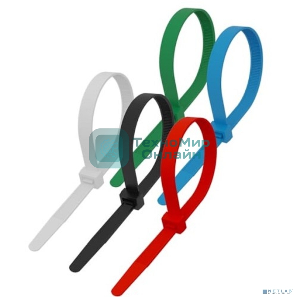 Стяжка кабельная Rexant (07-0108-25) нейлоновая 100x2,5мм, набор 5 цветов (25 шт/уп)