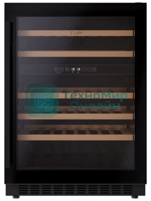 Винный шкаф LEX LWD6046BL черный, 129 л, 2 отсека, 46 бут.