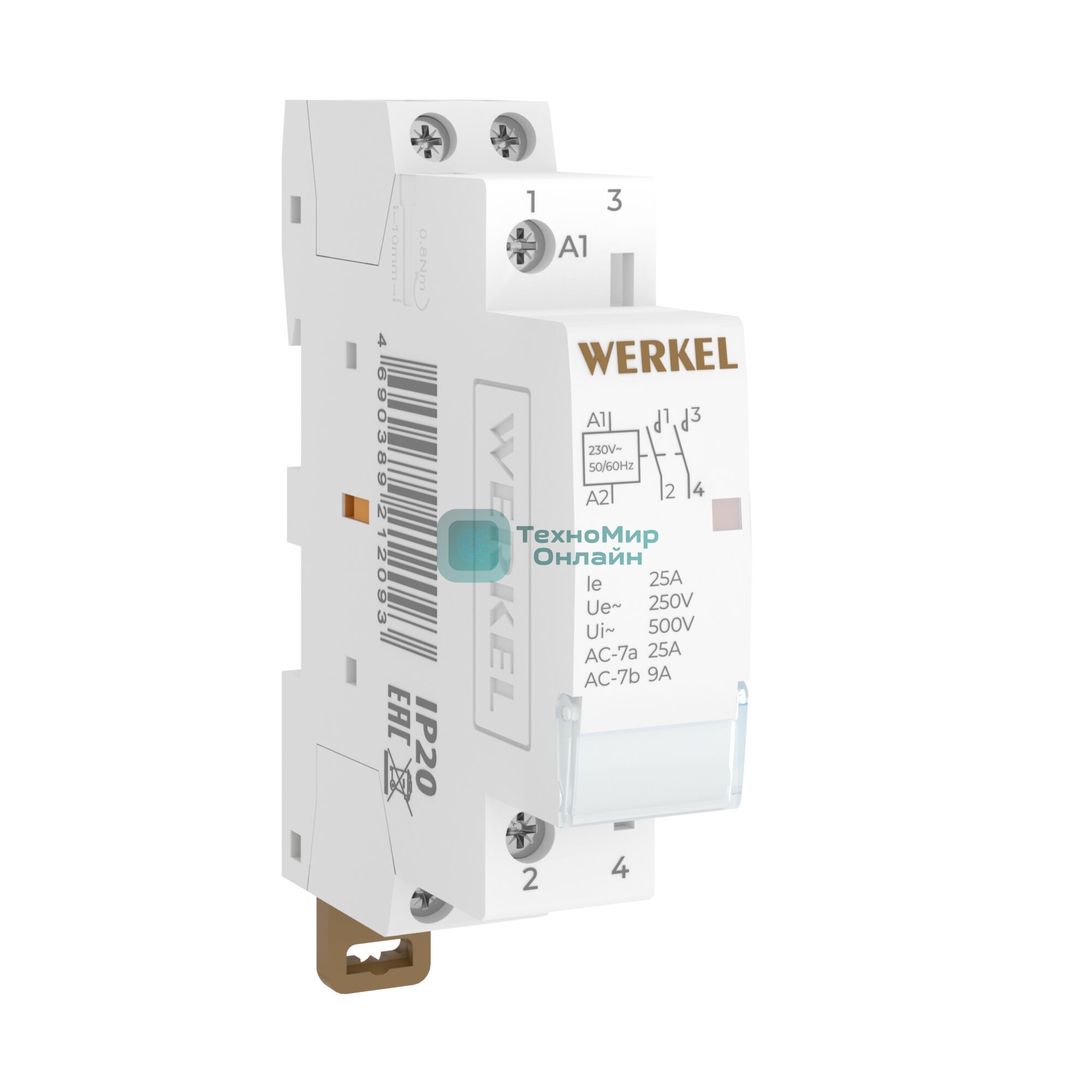 Контактор модульный Werkel 25 A 2NO (1 мод.) W941M25O