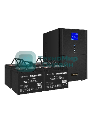 Комплект Источник бесперебойного питания EX295991RUS + батарея 75Aч EX282983RUS 4шт (инвертор, синус, для котла) ExeGate SineTower SZ-5000.LCD.AVR.2SH.1C13.T.RJ.USB <5000VA/4000W, чистый синусоида, LCD дисплей, AVR, 2хSchuko+1хC13+клеммы, RJ45/11, USB, линейно-интерактивный, Black> + батарея ExeGate DT 1275 (12В, 75Ач) 4шт