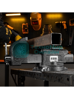 Тиски слесарные Denzel BVH-200, 200 мм, поворотные, стальная направляющая, с наковальней