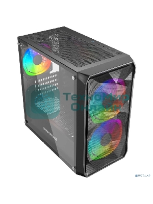 Компьютерный корпус Powercase Mistral Micro A3B ARGb, Tempered Glass, 2x 140мм ARGb PWM+1x 120мм ARGb PWM, черный, mATX (CMMAB-A3-V2)