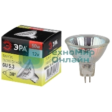 Лампа галогенная ЭРА GU5.3-MR16-50W-12V-Cl(10/200/6000)