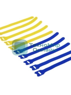 Крепеж Hyperline WASN-180-mix-10 Хомут для кабеля, липучка с мягкой застежкой, 180x14 мм, цвет в ассортименте (10 шт.)