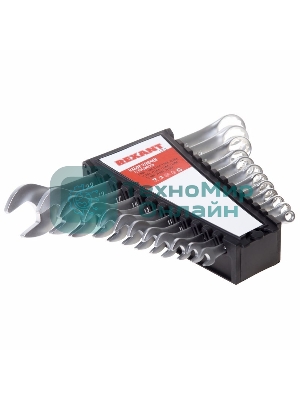 Набор ключей комбинированных Rexant (6-14, 17, 19, 22 мм), 12 шт., CrV, зеркальное хромирование