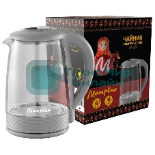 Чайник электрический Матрена MA-009 2 л стекло/пластик, серый