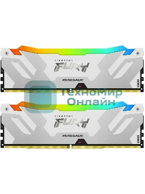 Оперативная память Kingston Fury Renegade, DDR5, 32Gb (2x16Gb), 6400MHz, CL32, DIMM, радиатор, RGB, белый