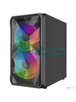 Компьютерный корпус Powercase Mistral Micro A3B ARGb, Tempered Glass, 2x 140мм ARGb PWM+1x 120мм ARGb PWM, черный, mATX (CMMAB-A3-V2)