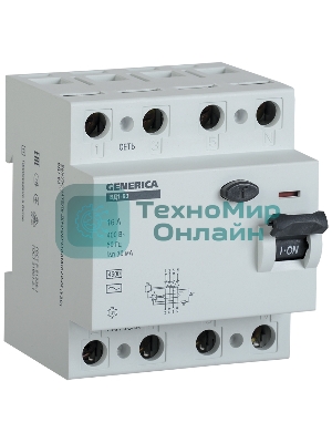 Выключатель дифференциального тока (УЗО) 4п 40А 30мА тип AC ВД1-63 GENERICA IEK MDV15-4-040-030