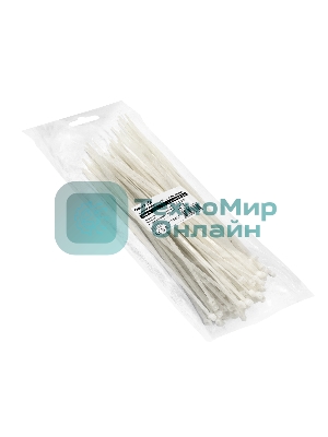 Стяжка (хомут) нейлоновая ExeGate EX293133RUS CV66-350x7.5W (нейлон 6.6, 350x7.5 мм, неоткрывающаяся, halogen free, -40°C - +85°C, белая, 100 шт)