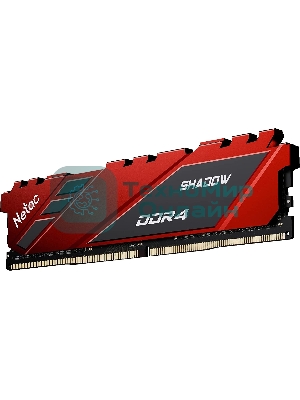 Оперативная память NETAC Shadow, DDR4, 16Gb (1x16Gb), 2666MHz, CL19, DIMM, с радиаторами, красный