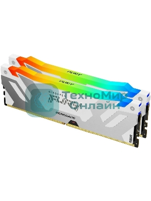 Оперативная память Kingston Fury Renegade, DDR5, 32Gb (2x16Gb), 6400MHz, CL32, DIMM, радиатор, RGB, белый