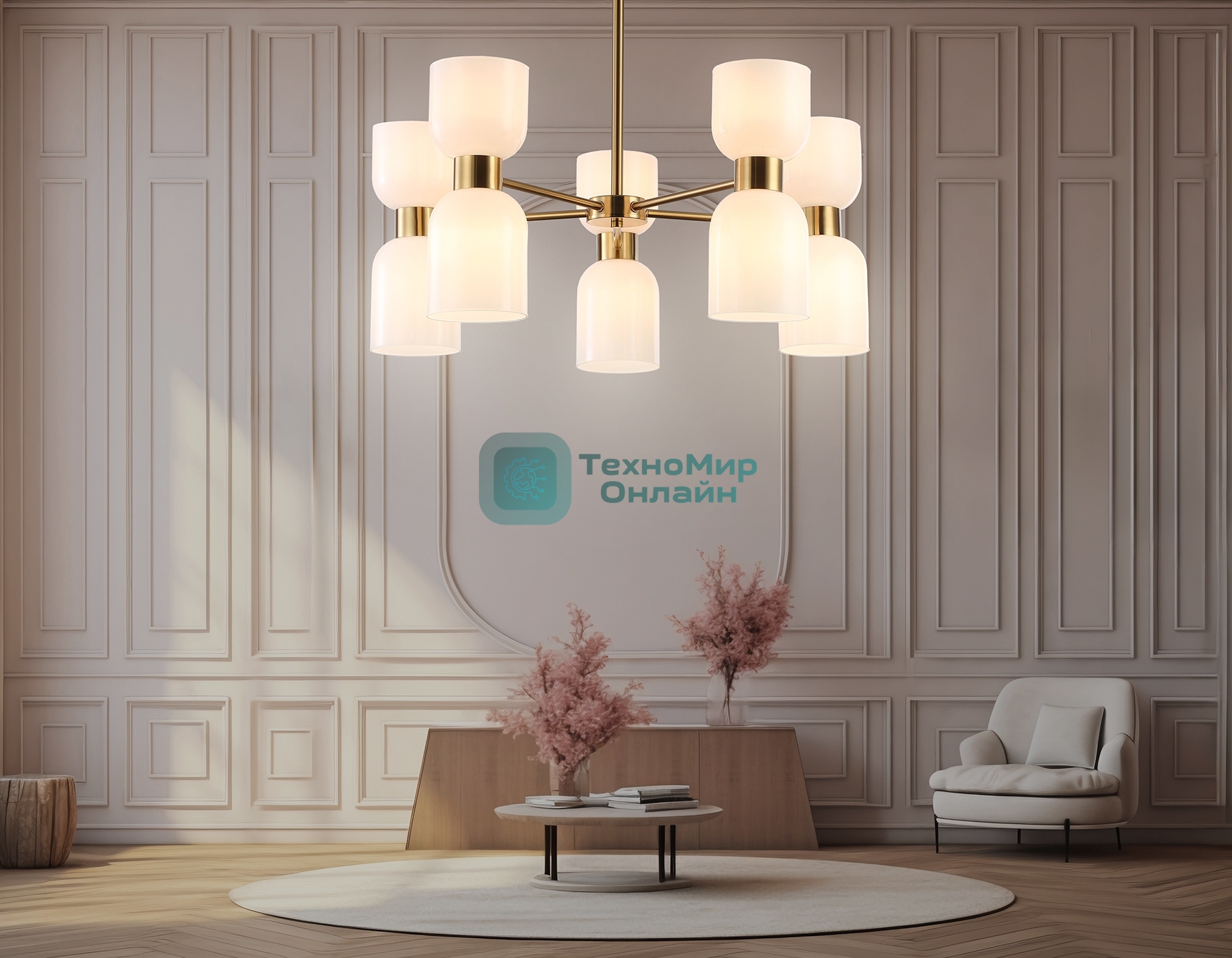 Люстра Ambrella light LH56093/10 BS/FR латунь/белый матовый E14*10 max 40W D700*510