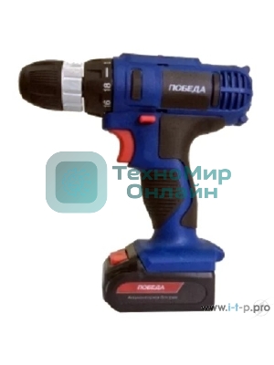 Дрель-шуруповерт Победа ДА-12/2 Ли, 12 В, 2 Ач, 36 Нм,  щеточный