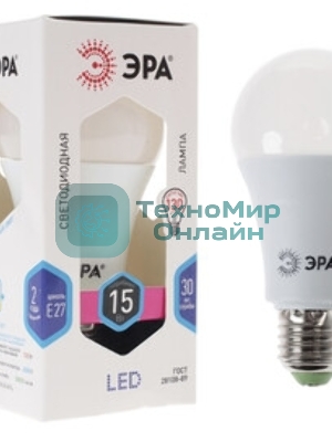 Лампа светодиодная ЭРА A60-15W-840-E27 R (диод груша 15Вт нейт E27) (10/100/1500)