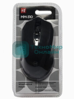 Мышь проводная Defender MM-310 черный, 1000 dpi, USB, кнопки - 3