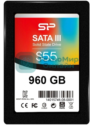 Накопитель SSD SiliconPower Slim S55, 960Gb, SATA, 2.5
