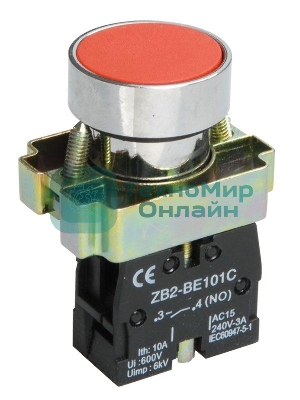 Кнопка LAY5-BA41 без подсветки красн. 1з IEK BBT60-BA-K04