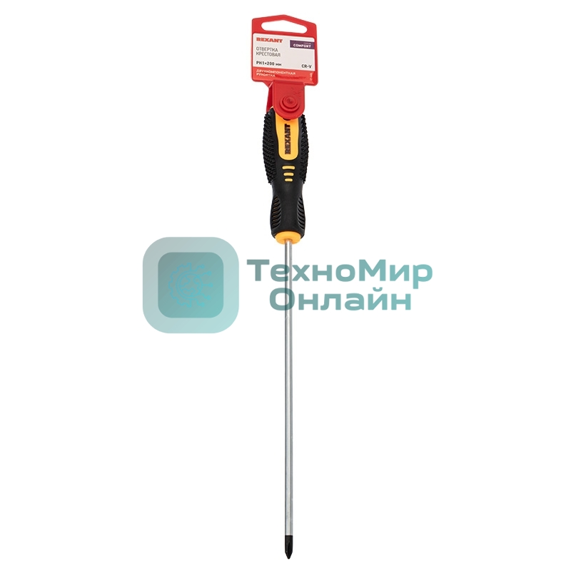 Отвертка крестовая Rexant PH 1х200 мм, двухкомпонентная рукоятка