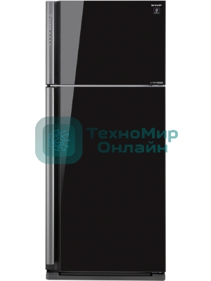 Холодильник Sharp SJ-XP59PGBK черное стекло двухкамерный 430/148л морозилка сверху, No Frost