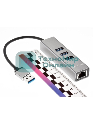 Переходник Telecom USB 3.0 - RJ-45 1000Mbps +3 USB3.0, Aluminum Shell, 0.2м TA311U