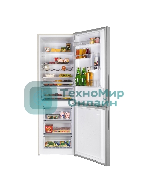 Холодильник Maunfeld MFF185NFBG бежевый двухкамерный инвертор 240/100л морозилка снизу, No Frost