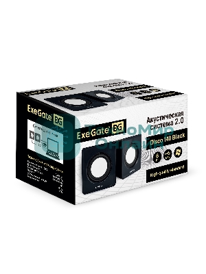 Акустическая система 2.0 ExeGate EX287057RUS Disco 140 Black (питание USB, 2х3Вт (6Вт RMS), 100-20000Гц, черный)