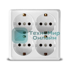 Розетка 4-м ОП Олимп с заземл. квадрат белый UNIVersal 1165