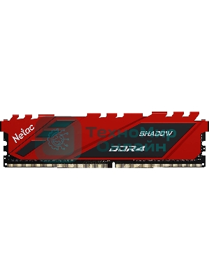 Оперативная память NETAC Shadow, DDR4, 16Gb (1x16Gb), 2666MHz, CL19, DIMM, с радиаторами, красный