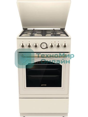 Плита комбинированная Gorenje GKS5B70CLI бежевый, конфорок 4 газовых, духовка 70 л, 50 см x 85 см x 59.4 см