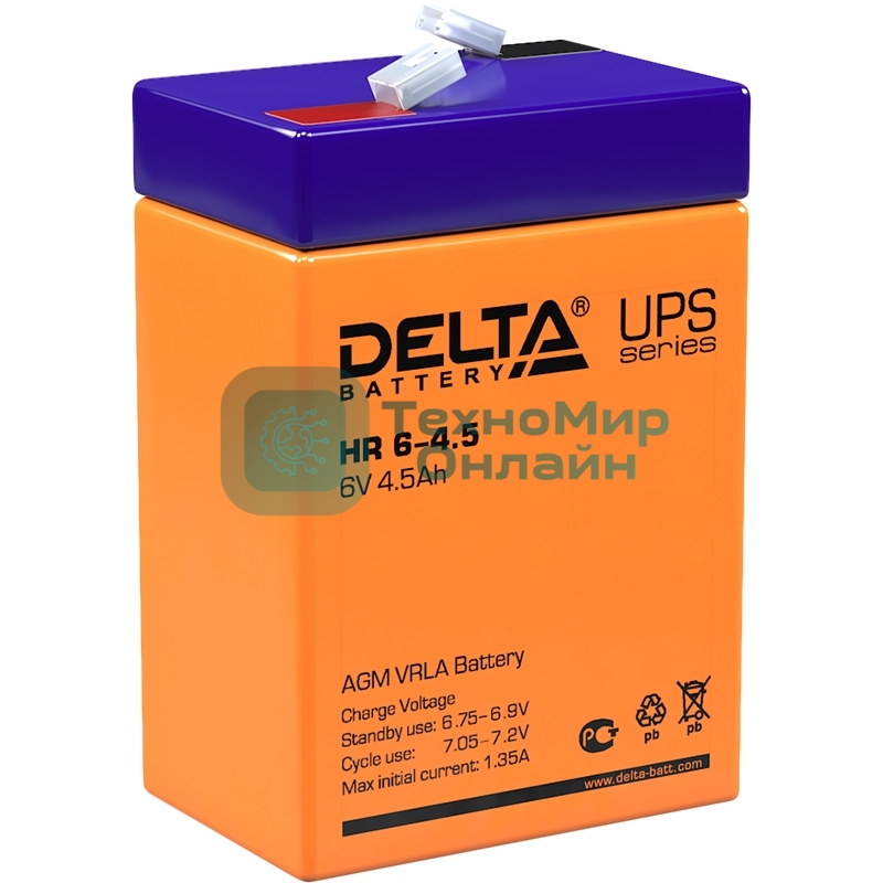 Батарея для ИБП Delta HR 6-4.5 (6V, 4.5Ah)
