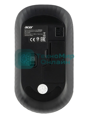 Мышь беспроводная Acer OMR130 черный, 1200 dpi, радиоканал, USB, кнопки - 3