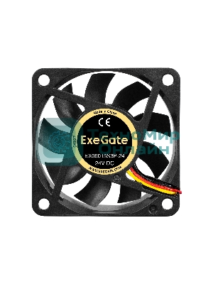 Вентилятор для корпуса ExeGate EX06015S3P-24 черный, 60 мм, 4800 об/мин, 34.1 дБ, 3 pin
