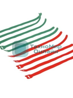 Стяжка кабельная на липучке Hyperline WASN, открывающаяся, 14 мм Ш, 310 мм Д, 10 шт, полиамид, черный