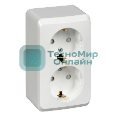 Розетка 2-м ОП Этюд 16А защ. шторки с заземл. белый SchE PA16-008B