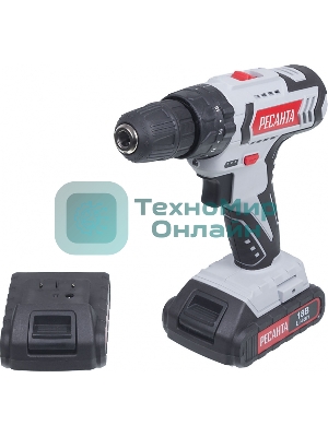 Дрель-шуруповерт Ресанта ДА-18-2ЛК-У, 18 В, 2 Ач, 50 Нм, щеточный