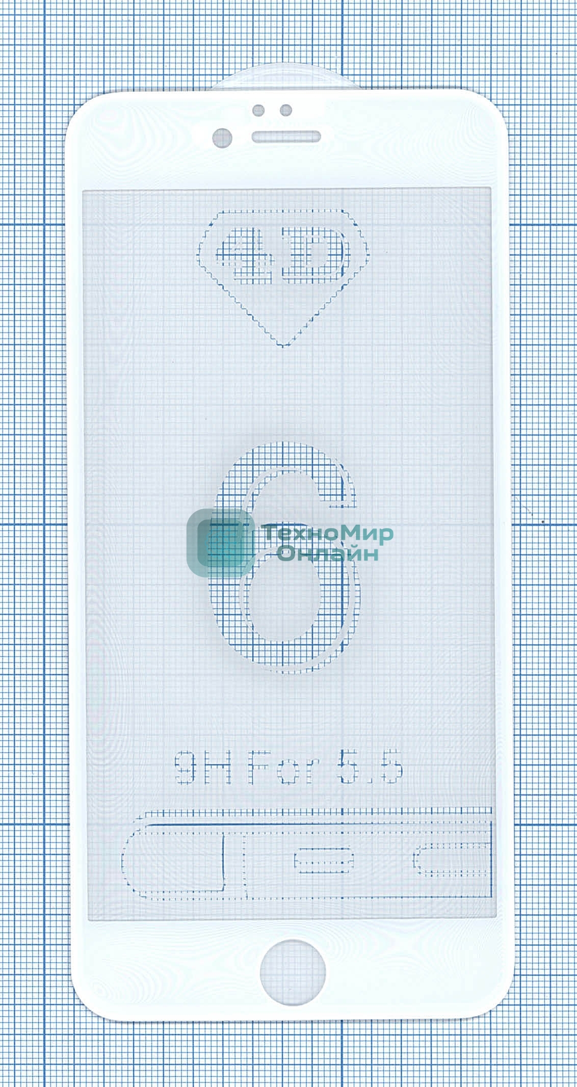 Защитное стекло 6D для Apple iPhone 6/6S Plus белый