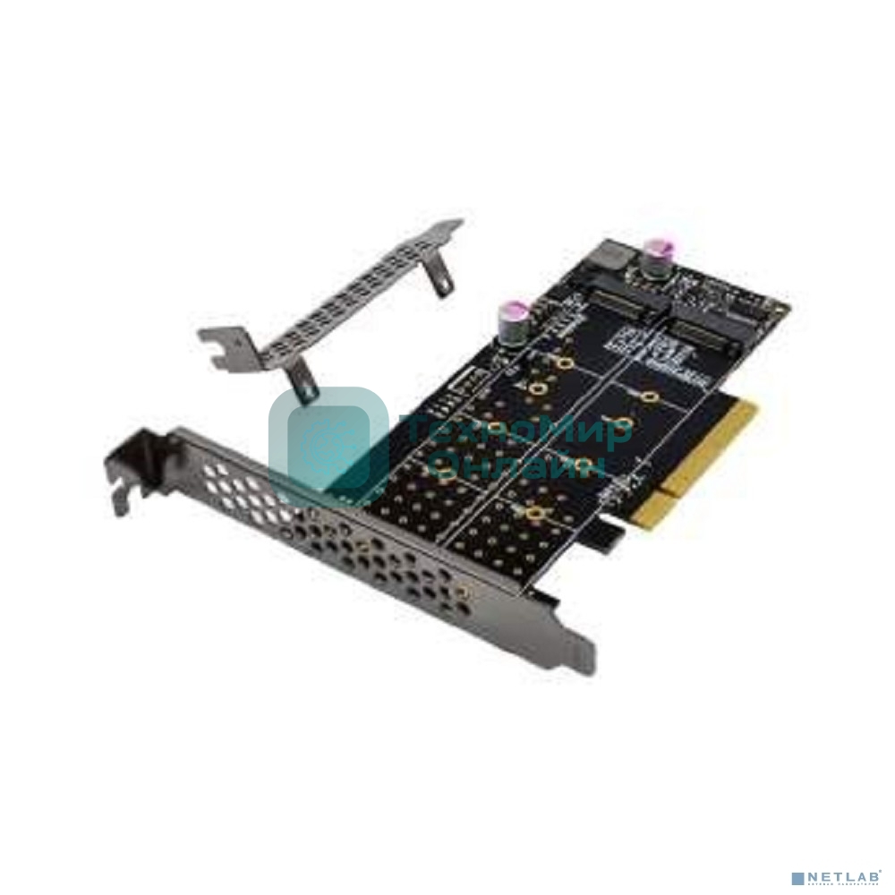 Переходник ORIENT C303E2 PCI-Ex8->2 x M.2 M-key NVMe SSD, тип 2230/2242/2260/2280/22110, 2 планки крепления в комплекте (31325)