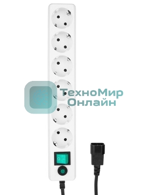 Сетевой фильтр Гарнизон ЕНW-0 0,5 м 6 розеток белый для UPS 
