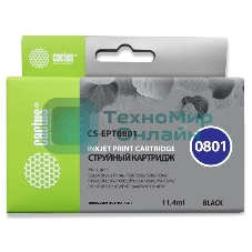 Картридж струйный Cactus CS-EPT0801 (T0801) черный (13 мл) для Epson Stylus PhotoP50/PX650/PX660/PX700/PX700W/PX710/PX710W/PX720/PX720WD/PX800/PX800FW/PX810/PX810FW/PX820/PX820FWD/R265/R285/R360/RX560/RX585/RX685