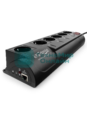 Сетевой фильтр Energenie Сетевой фильтр EG-PMS2-LAN программируемый, черный (10А, LAN, 6 розеток)