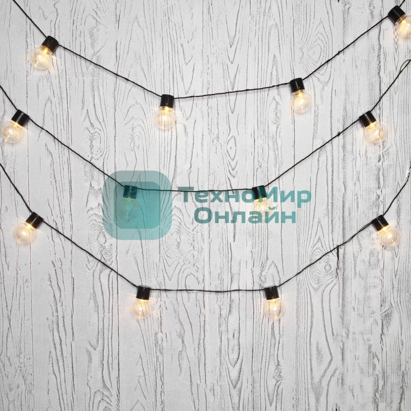 Лофт-гирлянда Neon-night светодиодная 5 м, черный ПВХ, 20 LED, теплое белое свечение