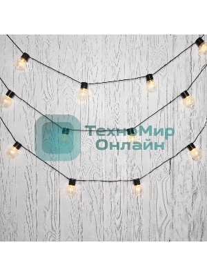 Лофт-гирлянда Neon-night светодиодная 5 м, черный ПВХ, 20 LED, теплое белое свечение