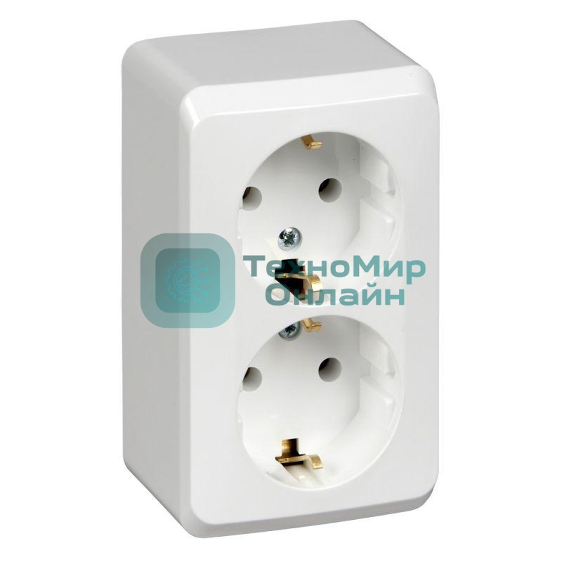 Розетка 2-м ОП Этюд 16А с заземл. белый SchE PA16-007B