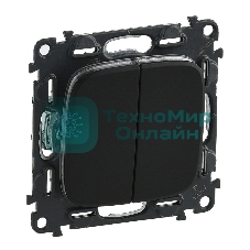 Выключатель 10А 250В, с лиц. панелью 2-клавишный Антрацит